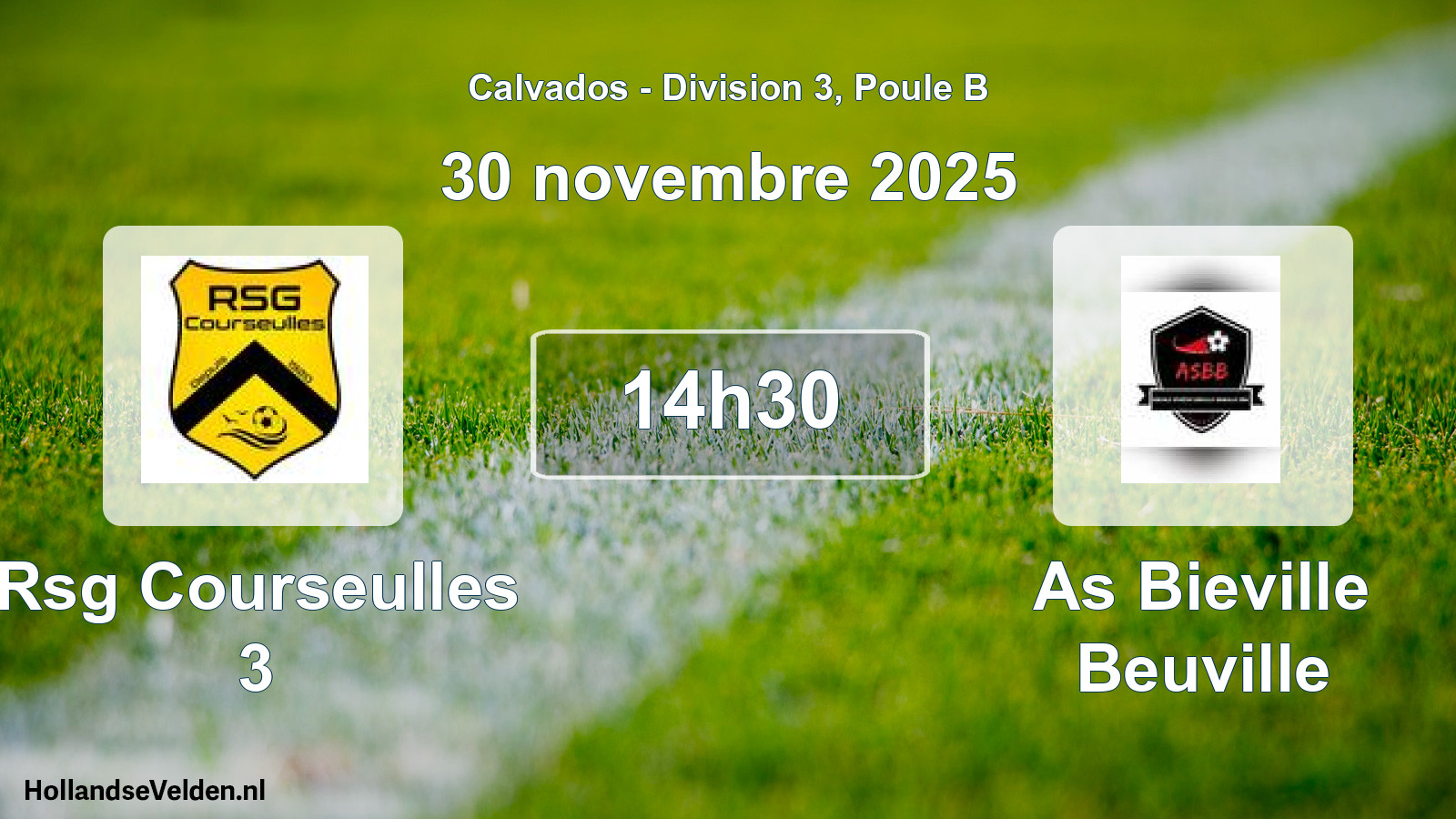Scheduled Match: Rsg Courseulles 3 - As Bieville Beuville (30 November 2025)