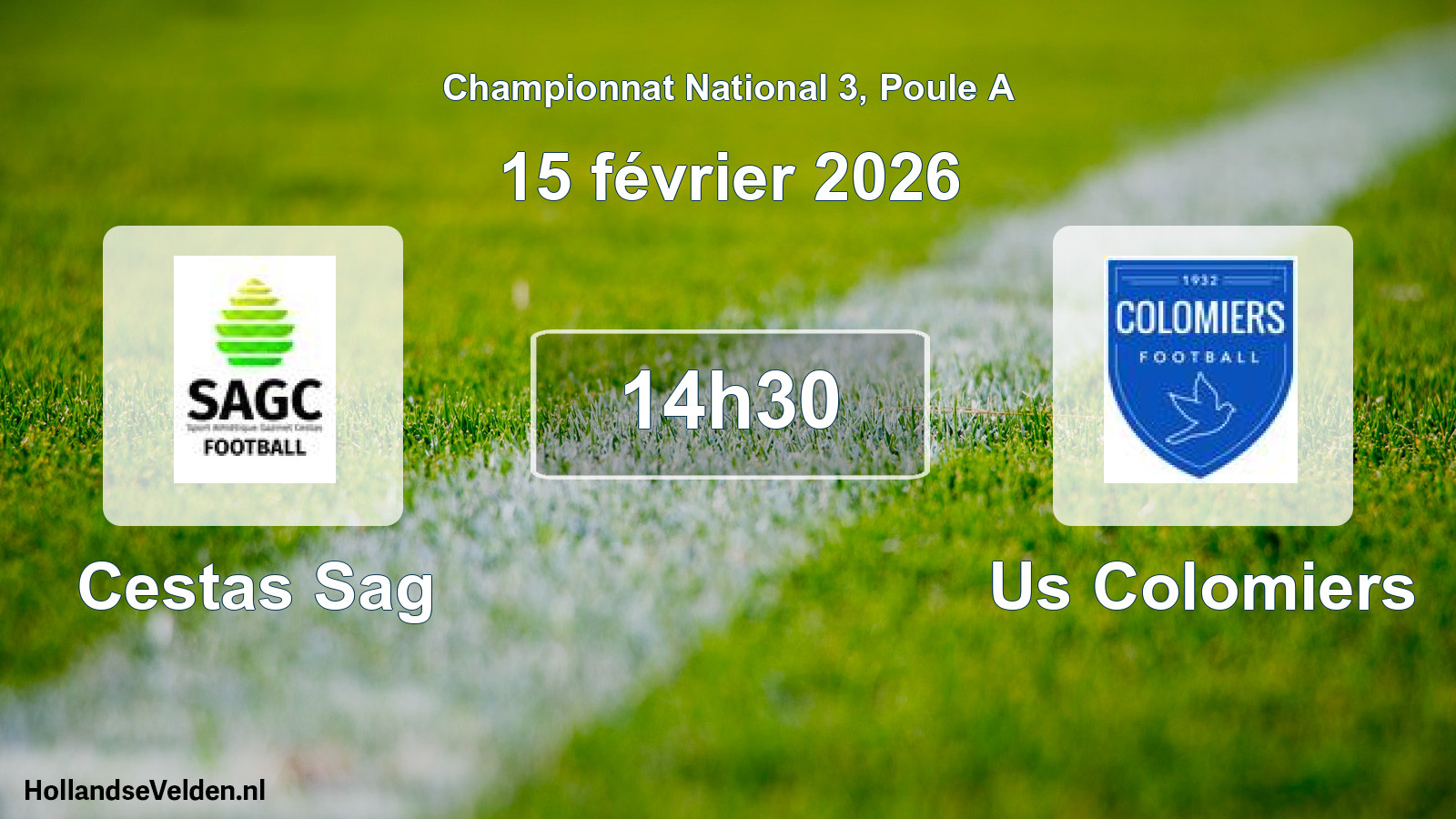 Geplande wedstrijd: Cestas Sag - Us Colomiers (15 février 2026)