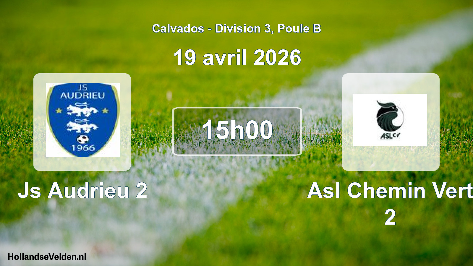 Geplande wedstrijd: Js Audrieu 2 - Asl Chemin Vert 2 (19 avril 2026)