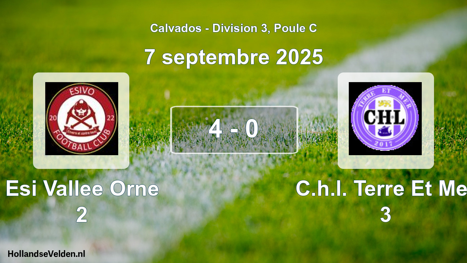 Total number of matches played: Esi Vallee Orne 2 - C.h.l. Terre Et Mer 3 4 - 0 (7 September 2025)