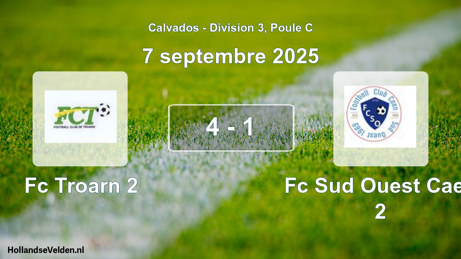 Gespeelde wedstrijd: Fc Troarn 2 - Fc Sud Ouest Caen 2 4 - 1 (7 septembre 2025)