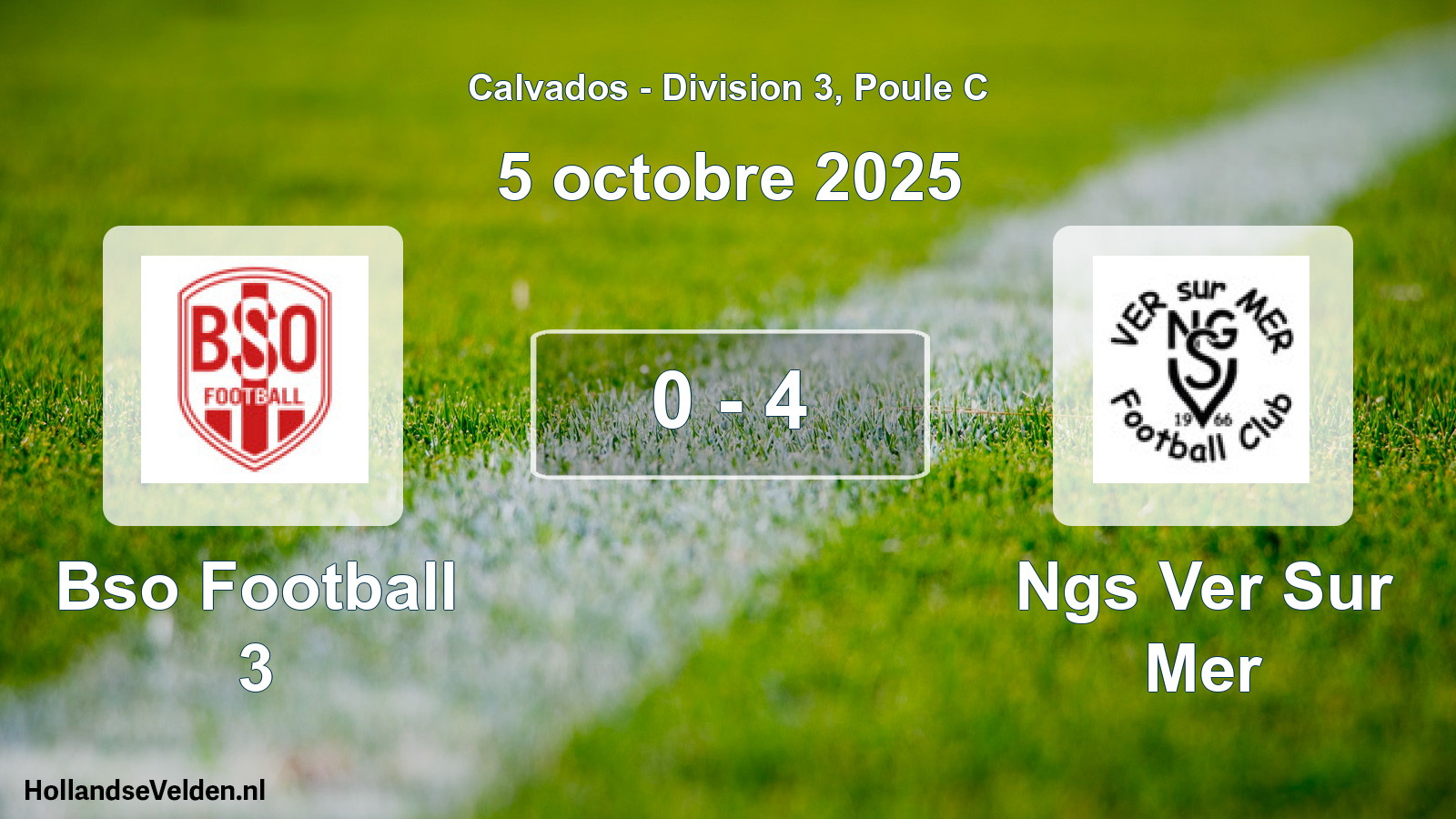 Gespeelde wedstrijd: Bso Football 3 - Ngs Ver Sur Mer 0 - 4 (5 oktober 2025)