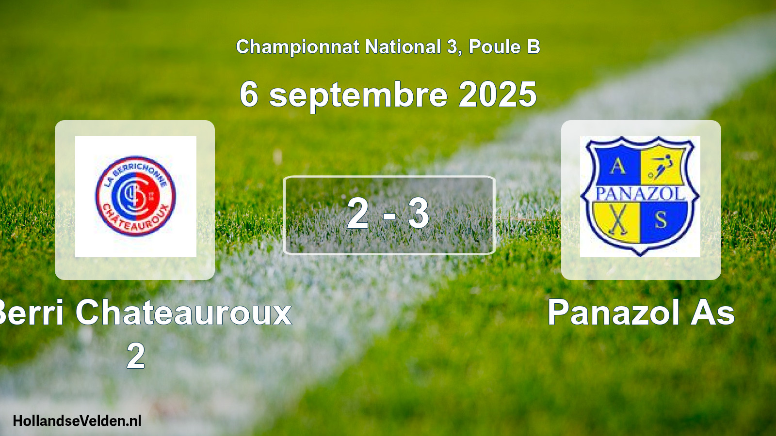 Gespeelde wedstrijd: Berri Chateauroux 2 - Panazol As 2 - 3 (6 septembre 2025)