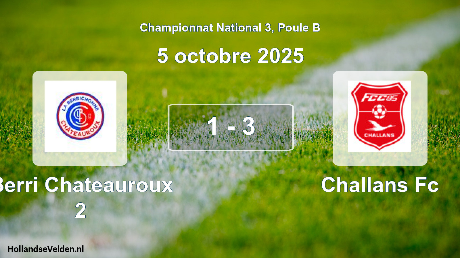 Gespeelde wedstrijd: Berri Chateauroux 2 - Challans Fc 1 - 3 (5 octobre 2025)