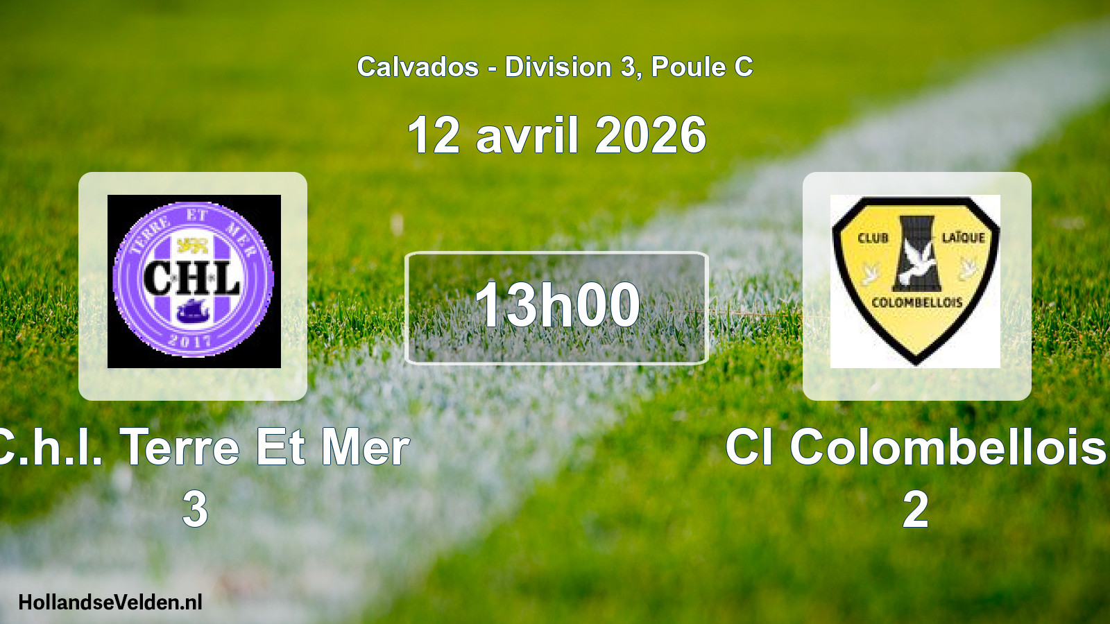 Geplande wedstrijd: C.h.l. Terre Et Mer 3 - Cl Colombellois 2 (12 avril 2026)