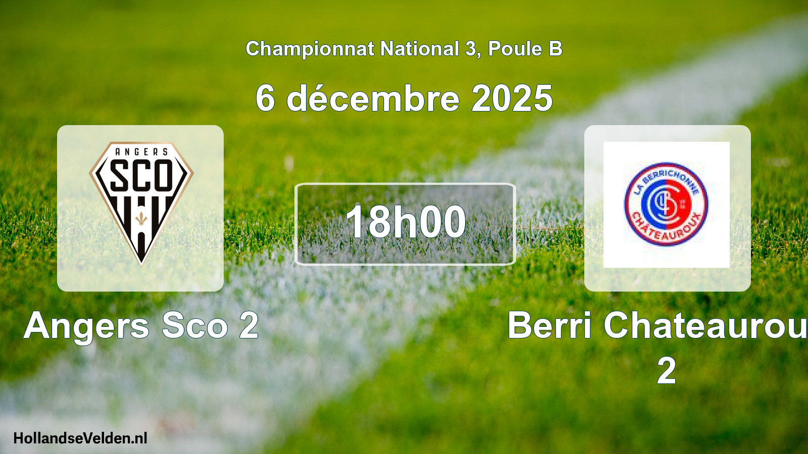 Geplande wedstrijd: Angers Sco 2 - Berri Chateauroux 2 (6 décembre 2025)