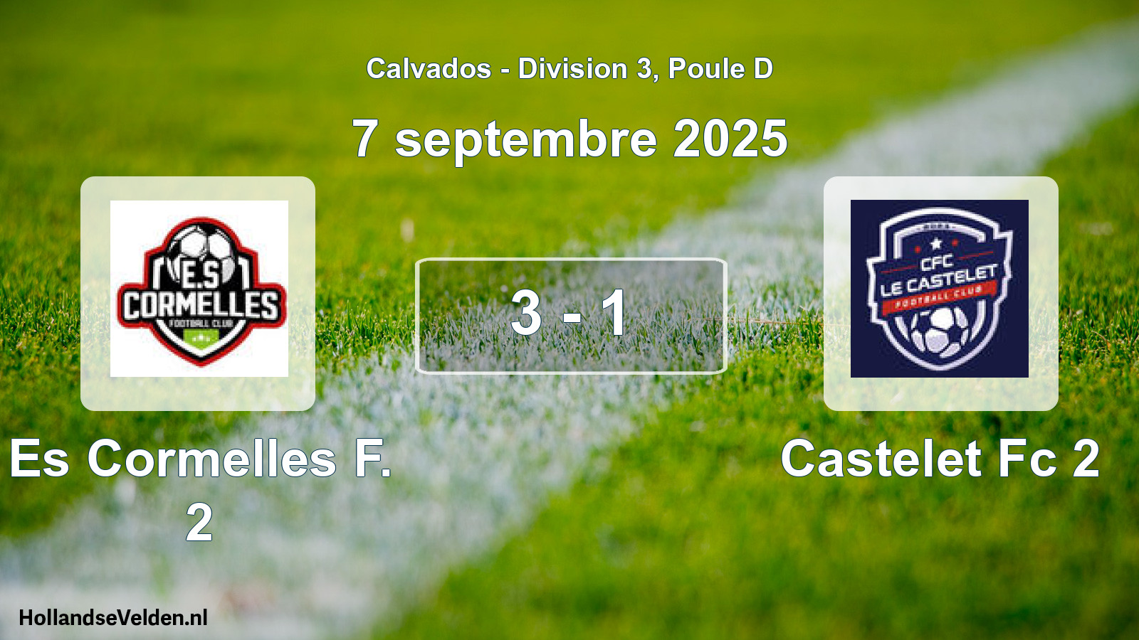 Gespeelde wedstrijd: Es Cormelles F. 2 - Castelet Fc 2 3 - 1 (7 septembre 2025)