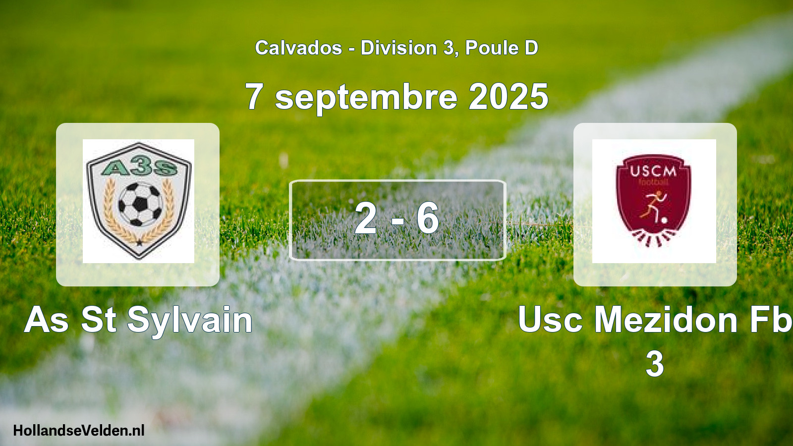 Gespeelde wedstrijd: As St Sylvain - Usc Mezidon Fb 3 2 - 6 (7 septembre 2025)