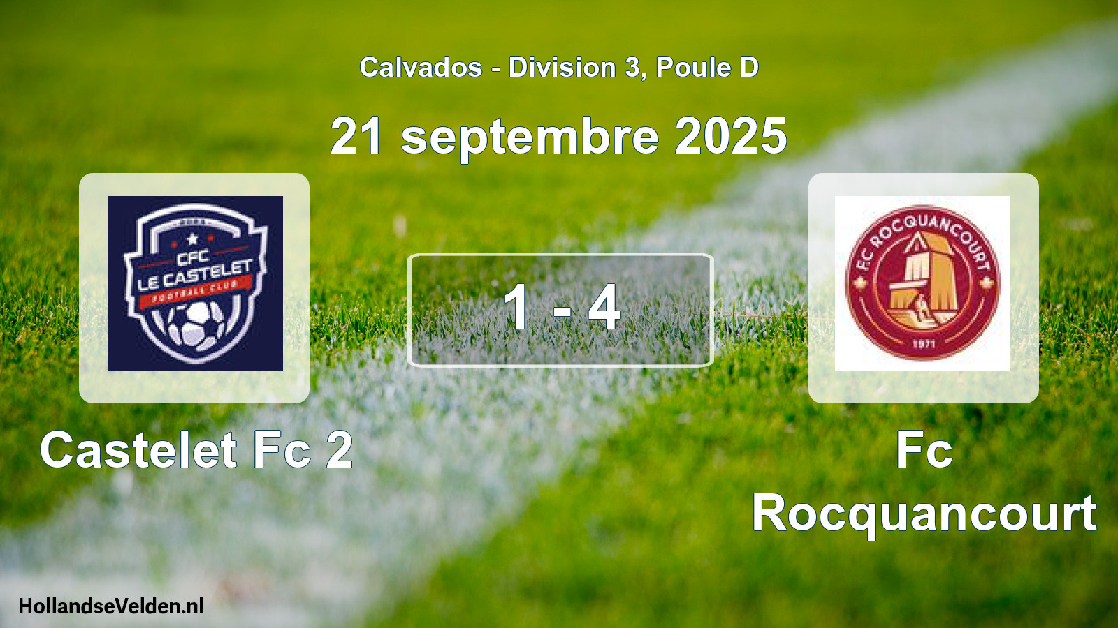 Gespeelde wedstrijd: Castelet Fc 2 - Fc Rocquancourt 1 - 4 (21 septembre 2025)