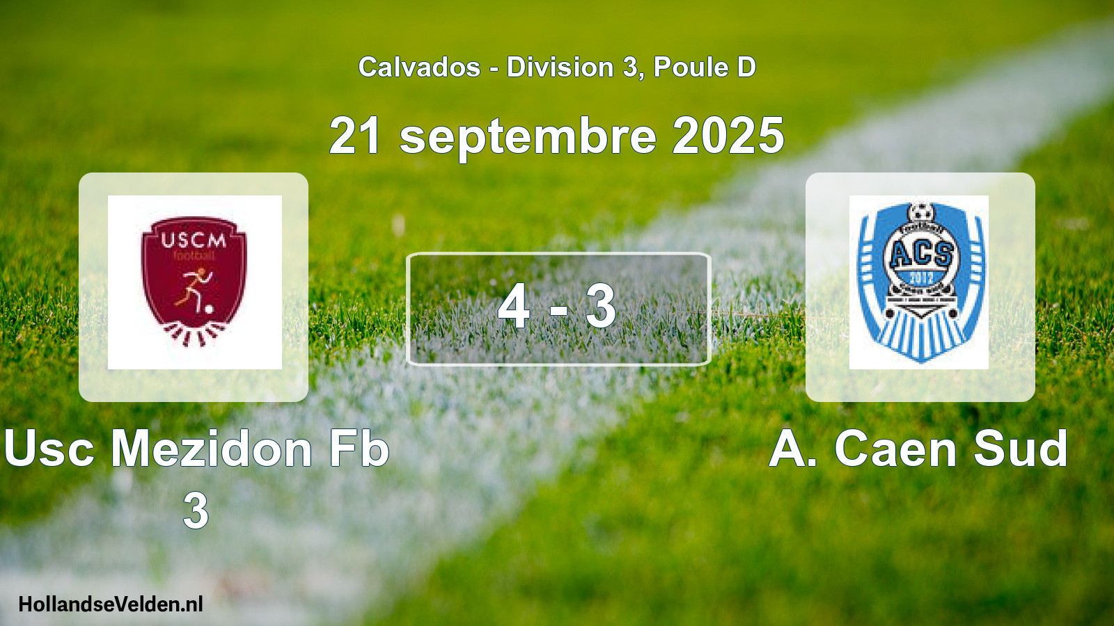 Gespeelde wedstrijd: Usc Mezidon Fb 3 - A. Caen Sud 4 - 3 (21 september 2025)