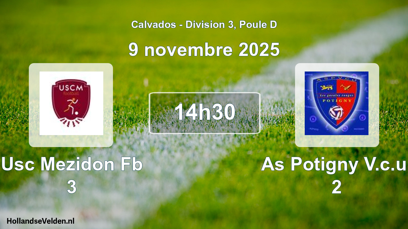 Geplande wedstrijd: Usc Mezidon Fb 3 - As Potigny V.c.u. 2 (9 novembre 2025)