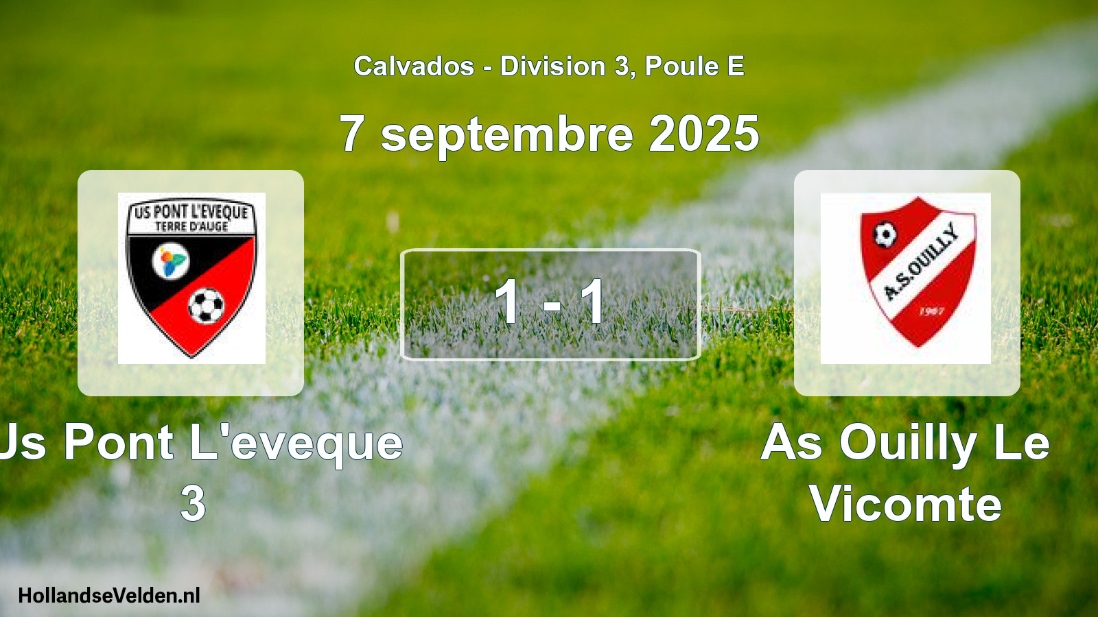 Gespeelde wedstrijd: Us Pont L'eveque 3 - As Ouilly Le Vicomte 1 - 1 (7 september 2025)