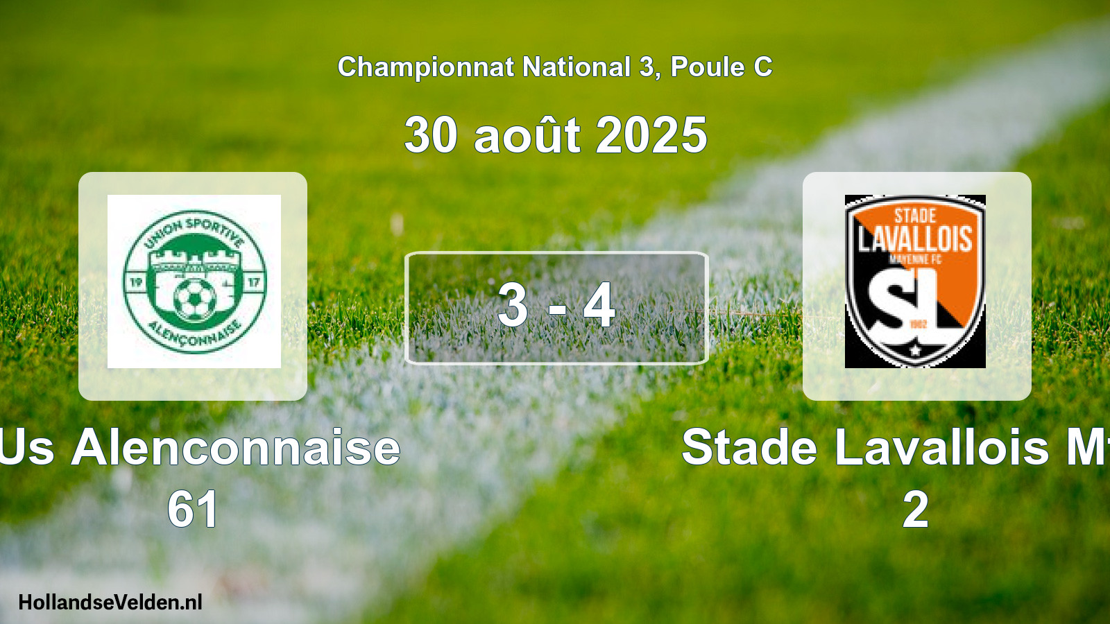 Gespeelde wedstrijd: Us Alenconnaise 61 - Stade Lavallois Mfc 2 3 - 4 (30 augustus 2025)