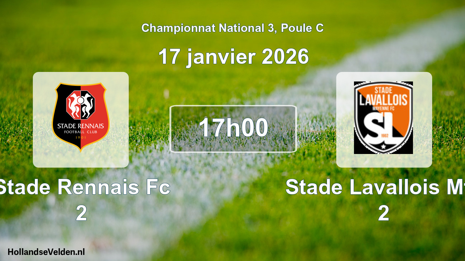 Geplande wedstrijd: Stade Rennais Fc 2 - Stade Lavallois Mfc 2 (17 janvier 2026)