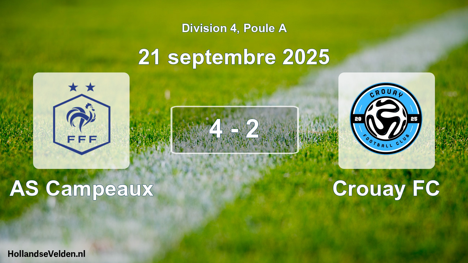 Total number of matches played: AS Campeaux - Crouay FC 4 - 2 (21 September 2025)