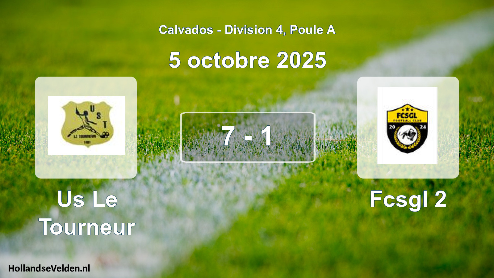 Gespeelde wedstrijd: Us Le Tourneur - Fcsgl 2 7 - 1 (5 oktober 2025)