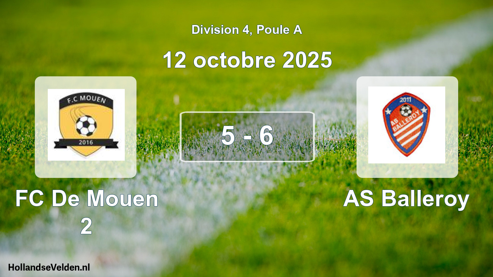 Total number of matches played: FC De Mouen 2 - AS Balleroy 5 - 6 (12 October 2025)
