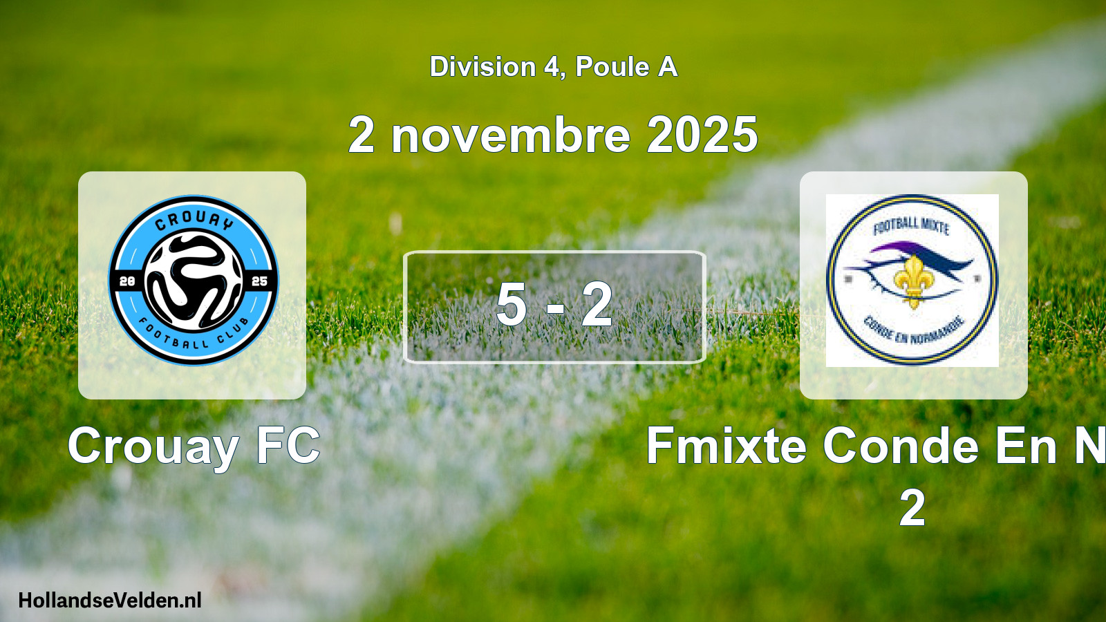 Match joué: Crouay FC - Fmixte Conde En Ndie 2 5 - 2 (2 novembre 2025)