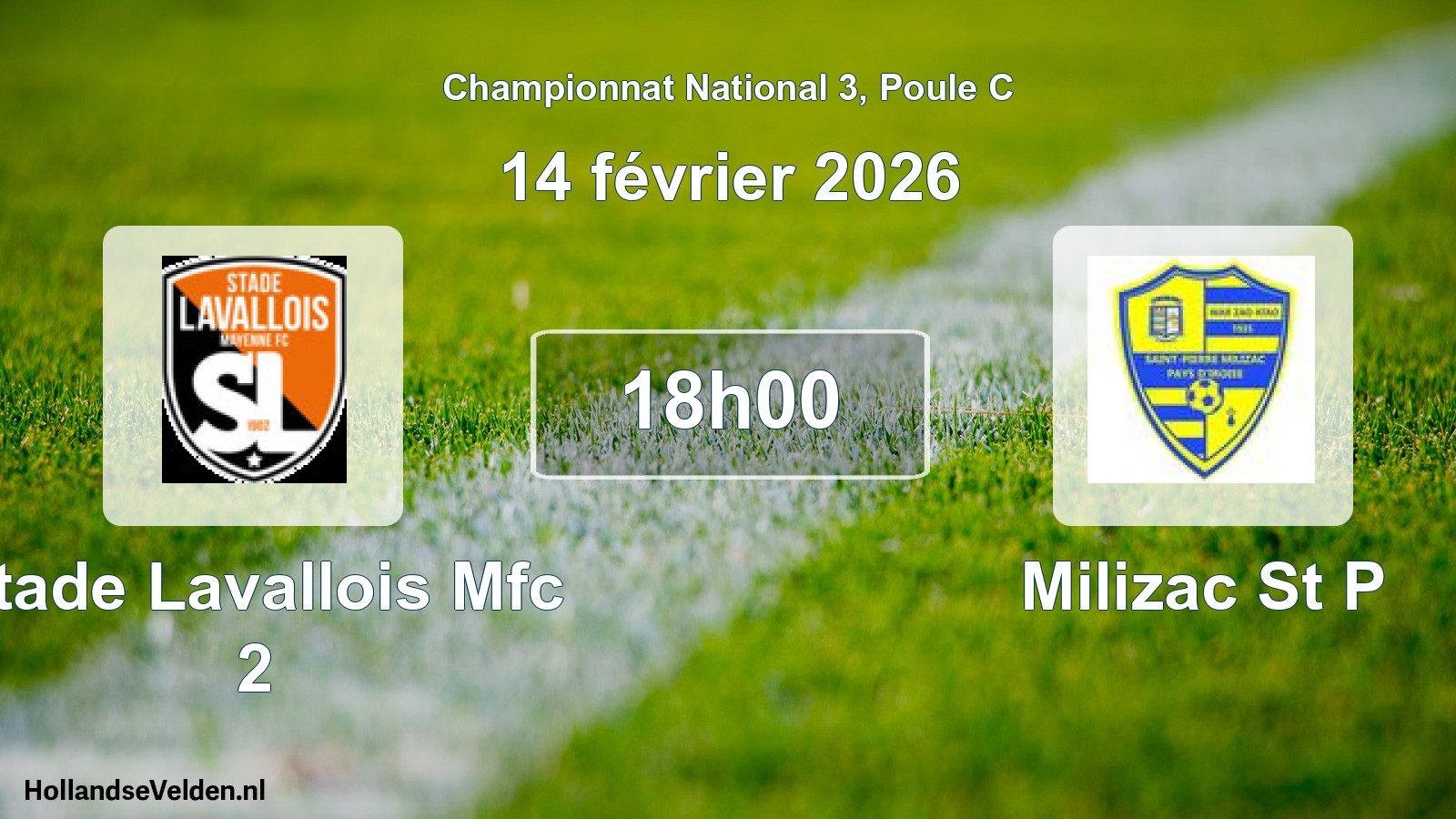 Geplande wedstrijd: Stade Lavallois Mfc 2 - Milizac St P (14 février 2026)