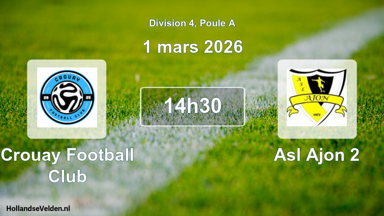 Geplande wedstrijd: Crouay Football Club - Asl Ajon 2 (1 maart 2026)