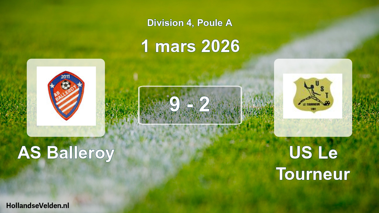 Gespeelde wedstrijd: AS Balleroy - US Le Tourneur 9 - 2 (1 maart 2026)