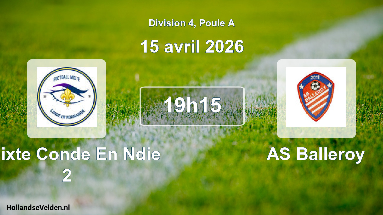 Match programmé: Fmixte Conde En Ndie 2 - AS Balleroy (15 avril 2026)