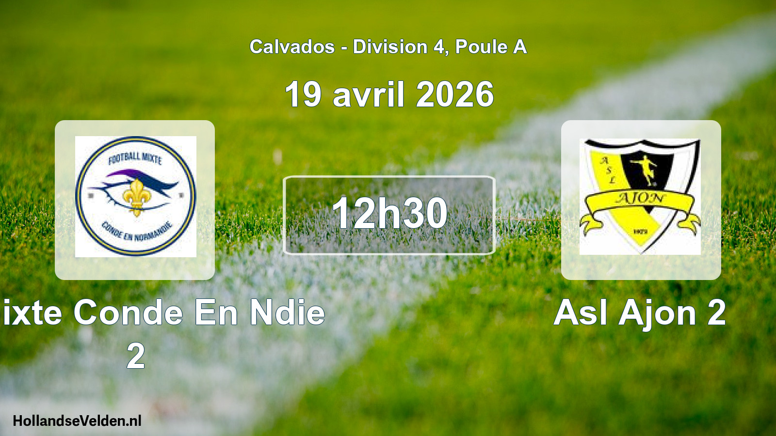 Geplande wedstrijd: Fmixte Conde En Ndie 2 - Asl Ajon 2 (19 april 2026)