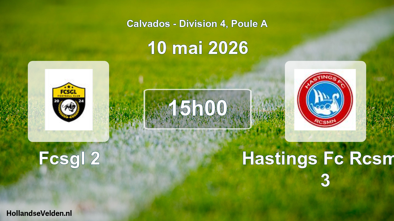 Geplande wedstrijd: Fcsgl 2 - Hastings Fc Rcsmn 3 (10 mei 2026)