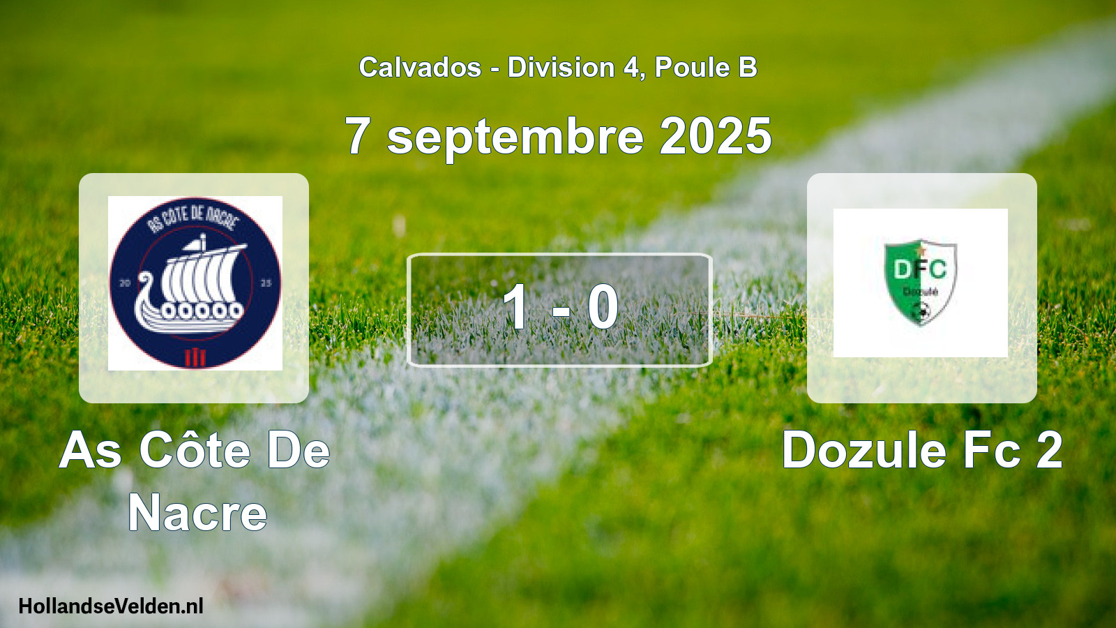 Total number of matches played: As Côte De Nacre - Dozule Fc 2 1 - 0 (7 September 2025)