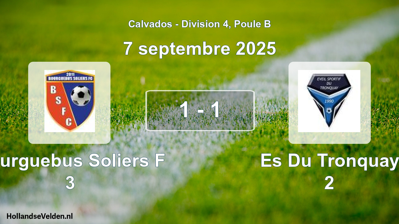 Gespeelde wedstrijd: Bourguebus Soliers F 3 - Es Du Tronquay 2 1 - 1 (7 septembre 2025)
