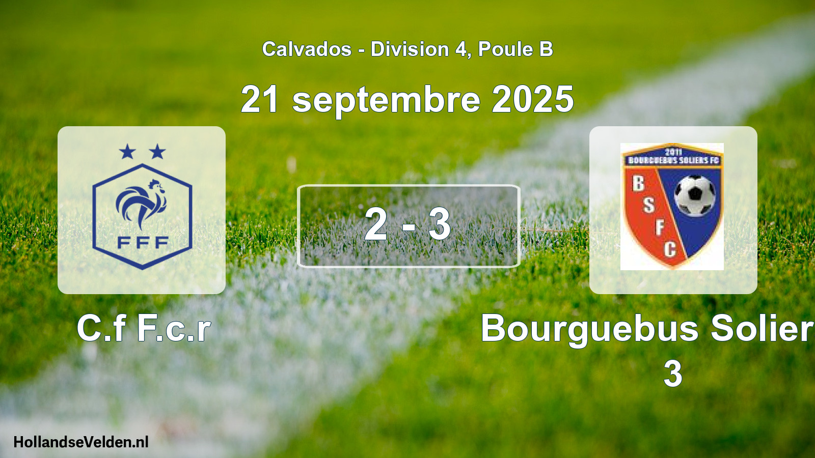 Gespeelde wedstrijd: C.f F.c.r - Bourguebus Soliers F 3 2 - 3 (21 septembre 2025)