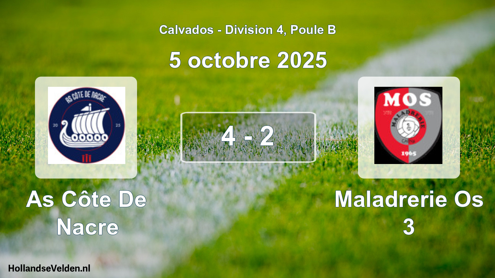 Gespeelde wedstrijd: As Côte De Nacre - Maladrerie Os 3 4 - 2 (5 octobre 2025)
