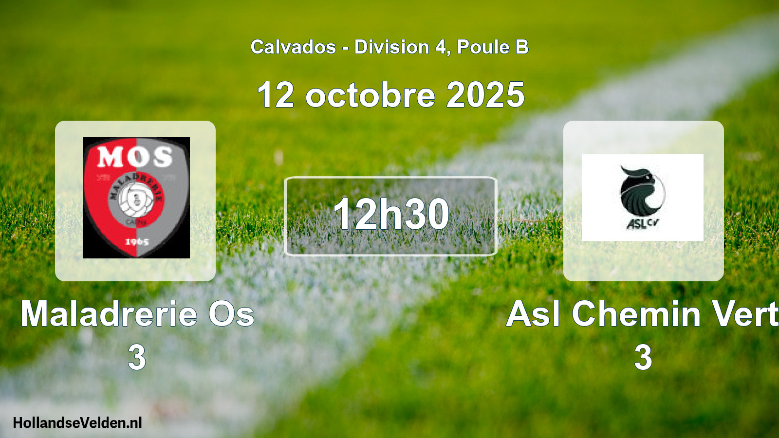 Geplande wedstrijd: Maladrerie Os 3 - Asl Chemin Vert 3 (12 octobre 2025)