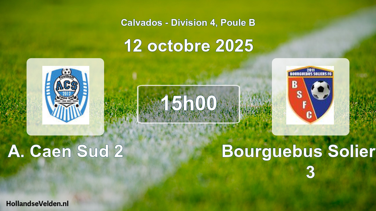 Geplande wedstrijd: A. Caen Sud 2 - Bourguebus Soliers F 3 (12 octobre 2025)