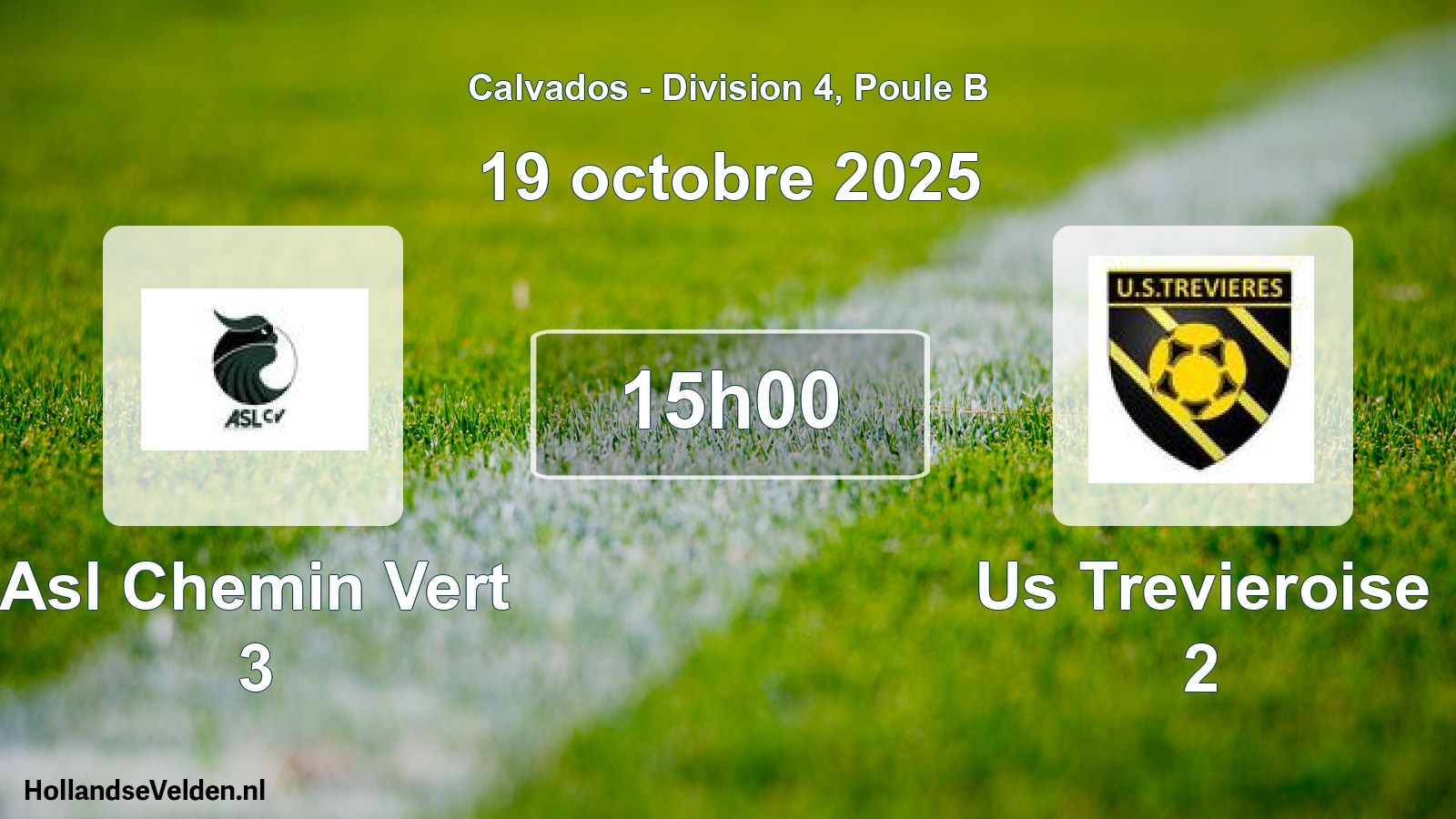 Geplande wedstrijd: Asl Chemin Vert 3 - Us Trevieroise 2 (19 octobre 2025)