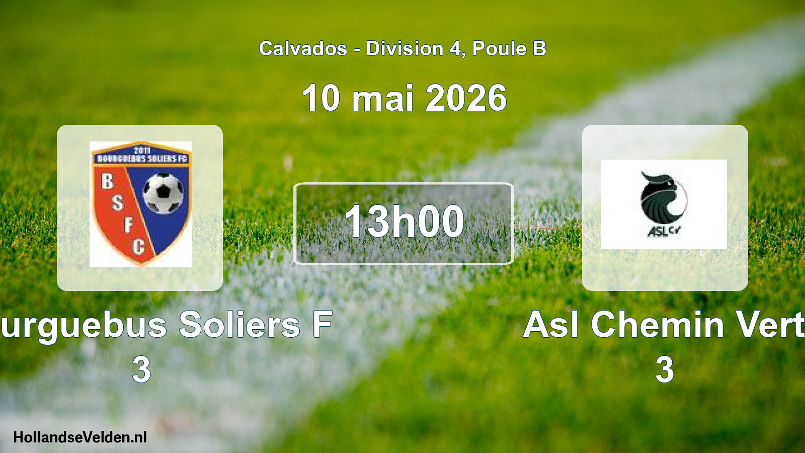 Geplande wedstrijd: Bourguebus Soliers F 3 - Asl Chemin Vert 3 (10 mai 2026)