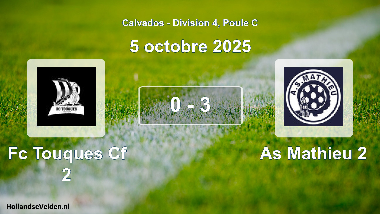 Gespeelde wedstrijd: Fc Touques Cf 2 - As Mathieu 2 0 - 3 (5 oktober 2025)