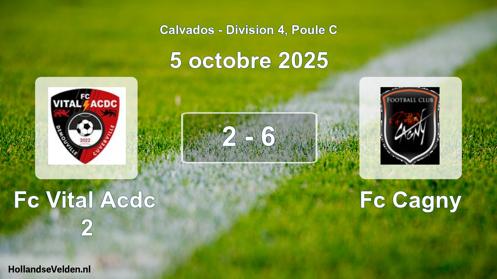 Gespeelde wedstrijd: Fc Vital Acdc 2 - Fc Cagny 2 - 6 (5 oktober 2025)