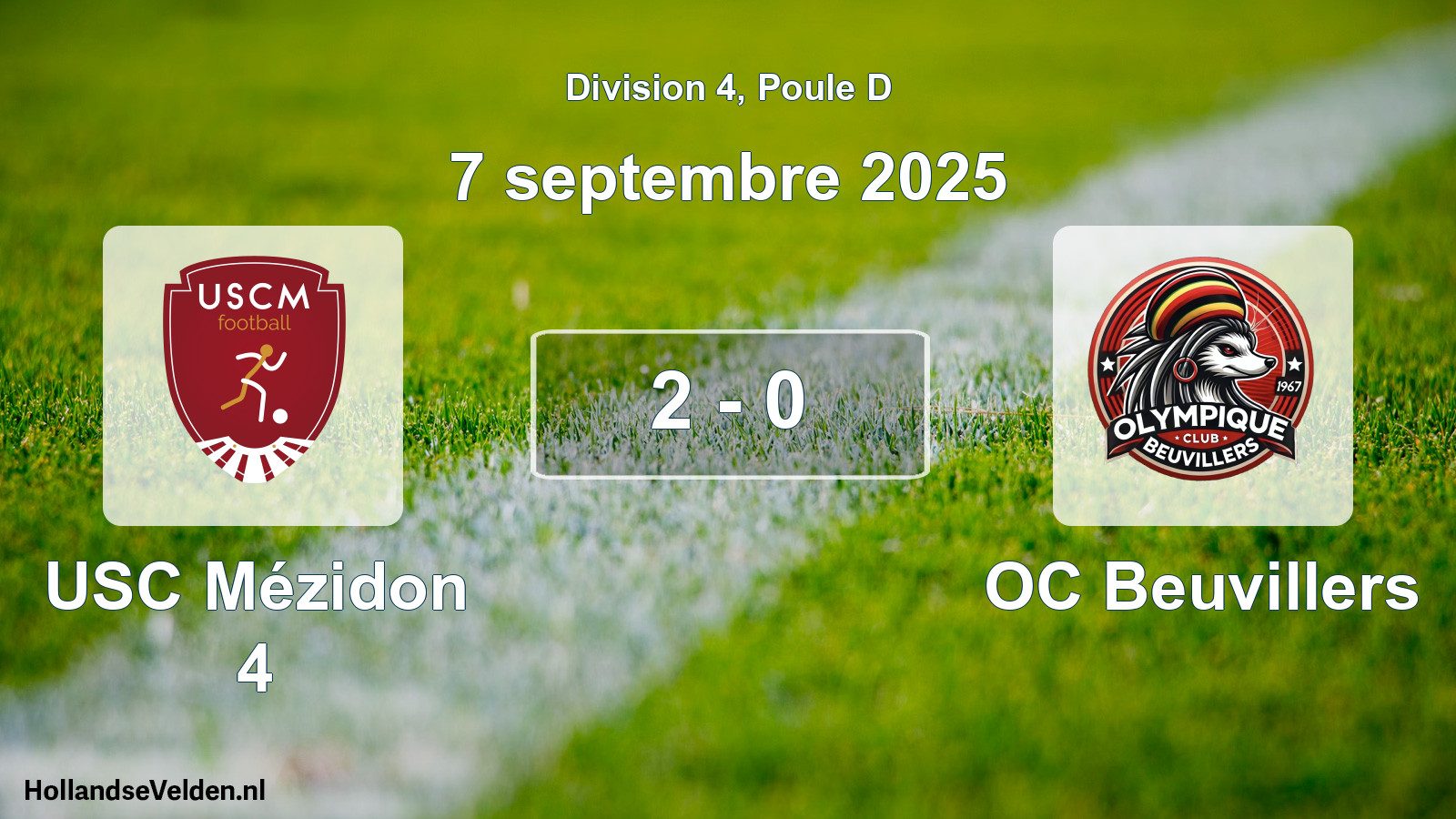 Match joué: USC Mézidon 4 - OC Beuvillers 2 - 0 (7 septembre 2025)