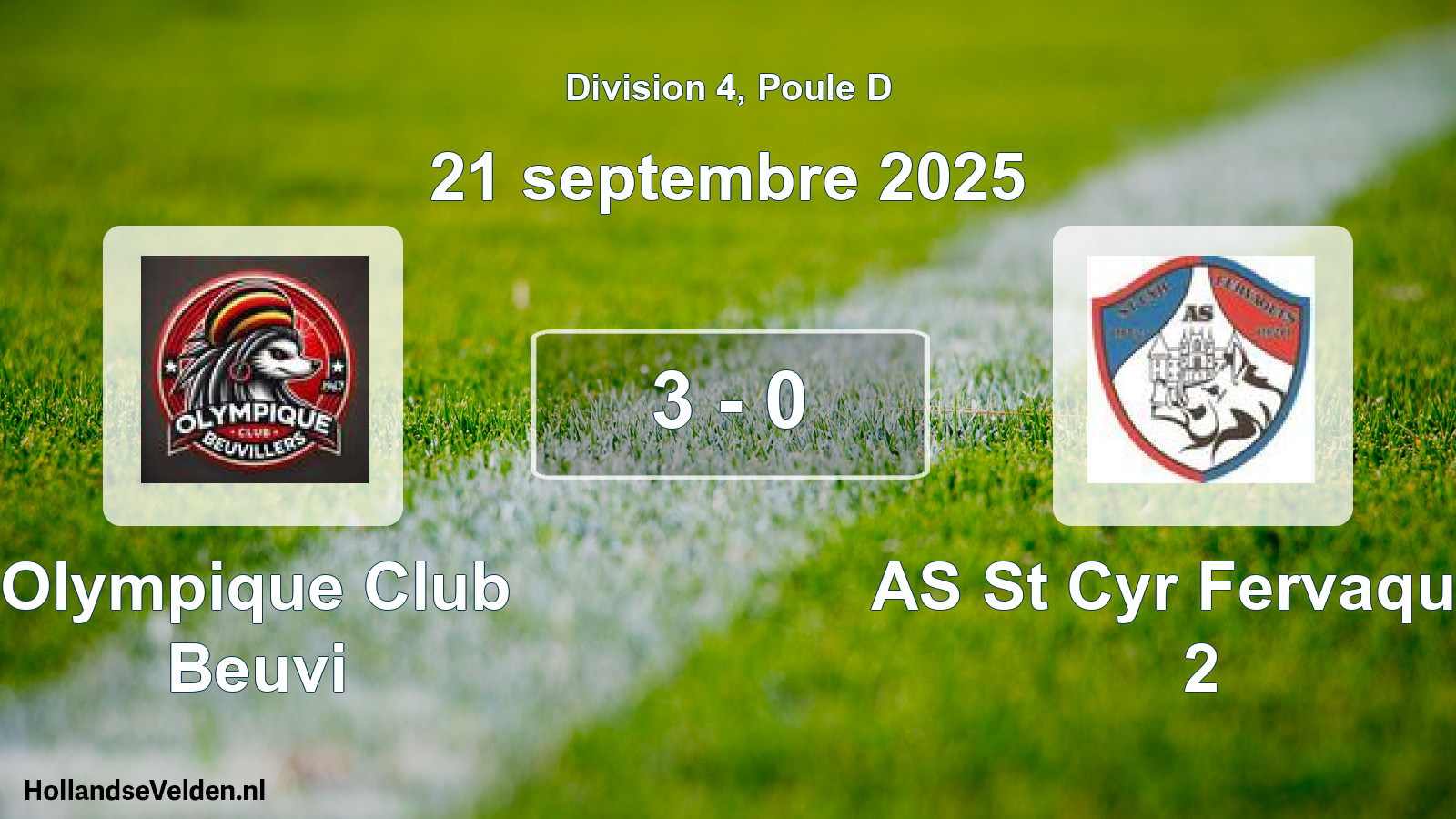 Gespeelde wedstrijd: Olympique Club Beuvi - AS St Cyr Fervaques 2 3 - 0 (21 september 2025)