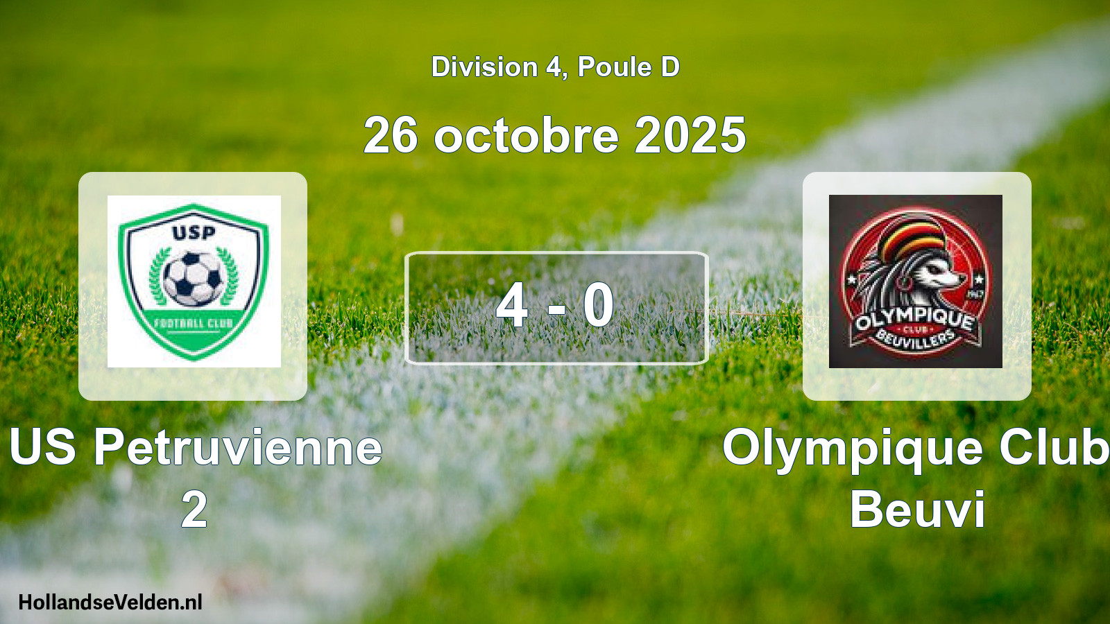 Gespeelde wedstrijd: US Petruvienne 2 - Olympique Club Beuvi 4 - 0 (26 oktober 2025)