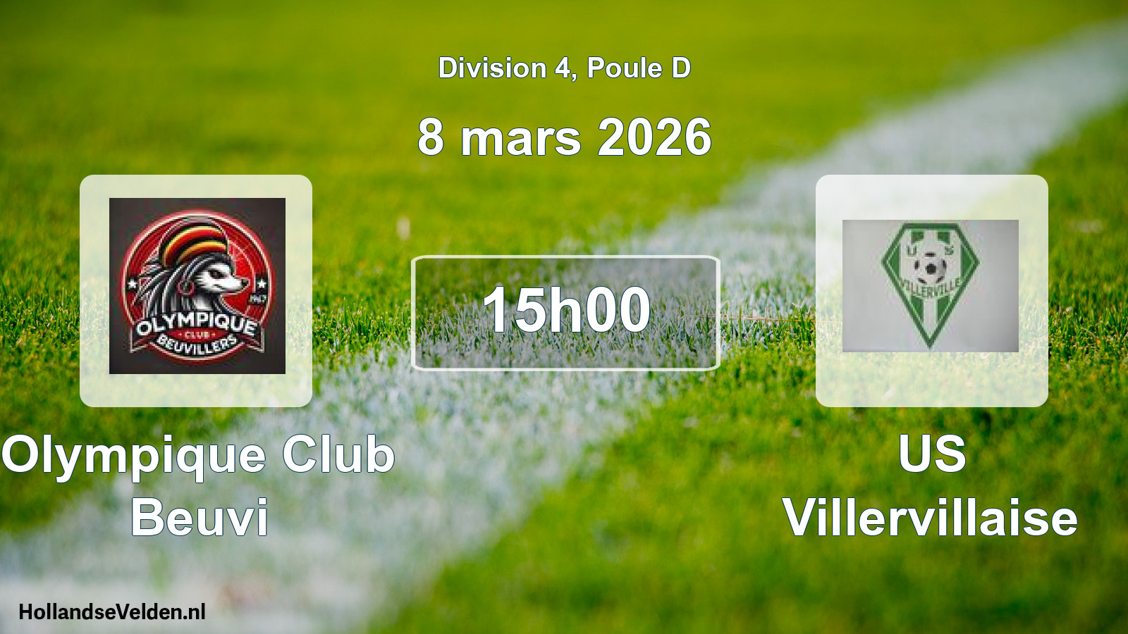 Geplande wedstrijd: Olympique Club Beuvi - US Villervillaise (8 maart 2026)