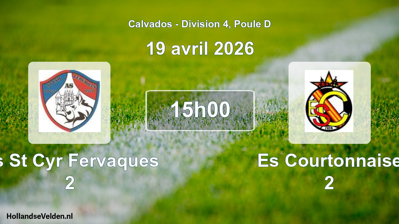 Geplande wedstrijd: As St Cyr Fervaques 2 - Es Courtonnaise 2 (19 avril 2026)