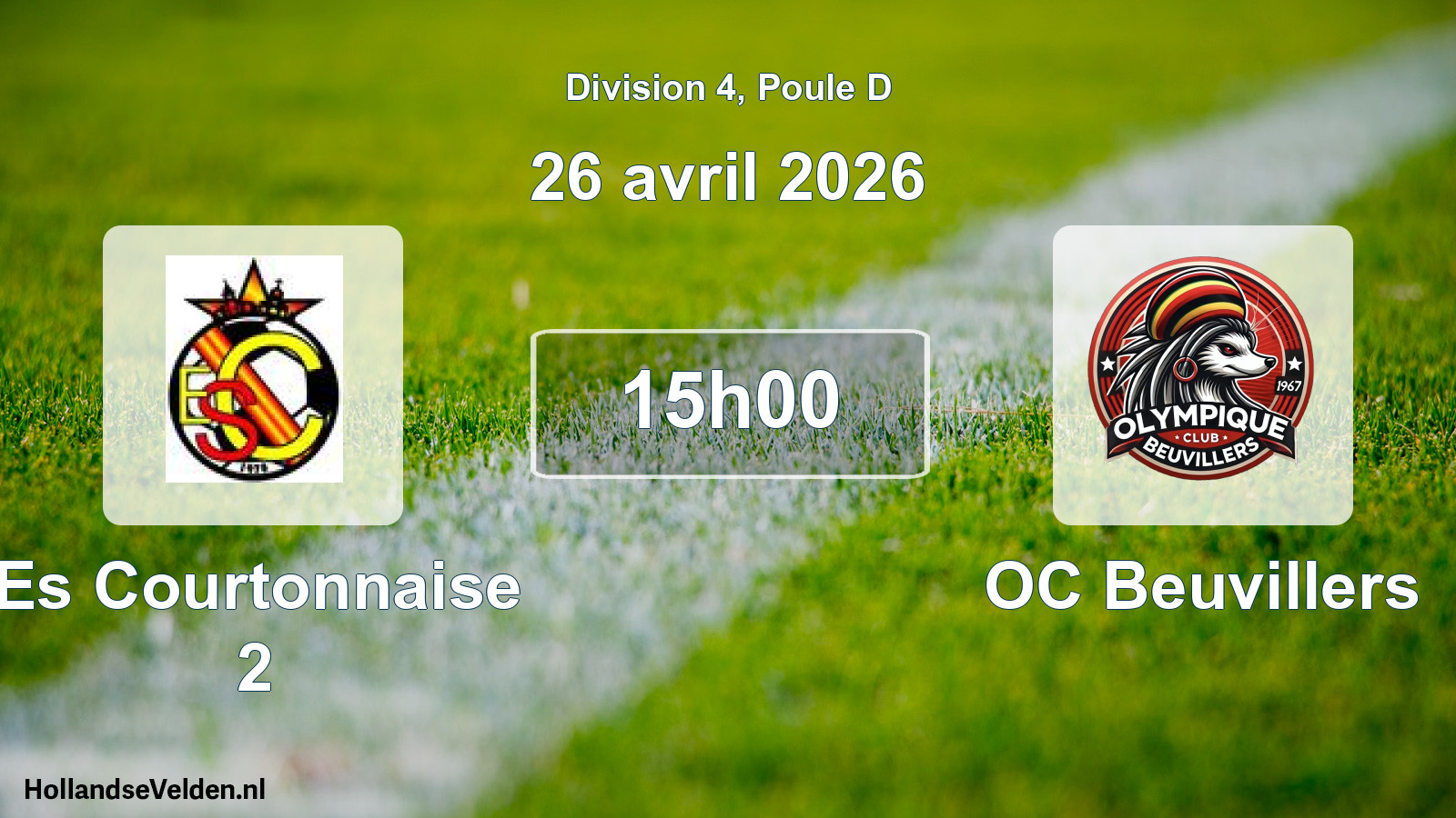 Match programmé: Es Courtonnaise 2 - OC Beuvillers (26 avril 2026)