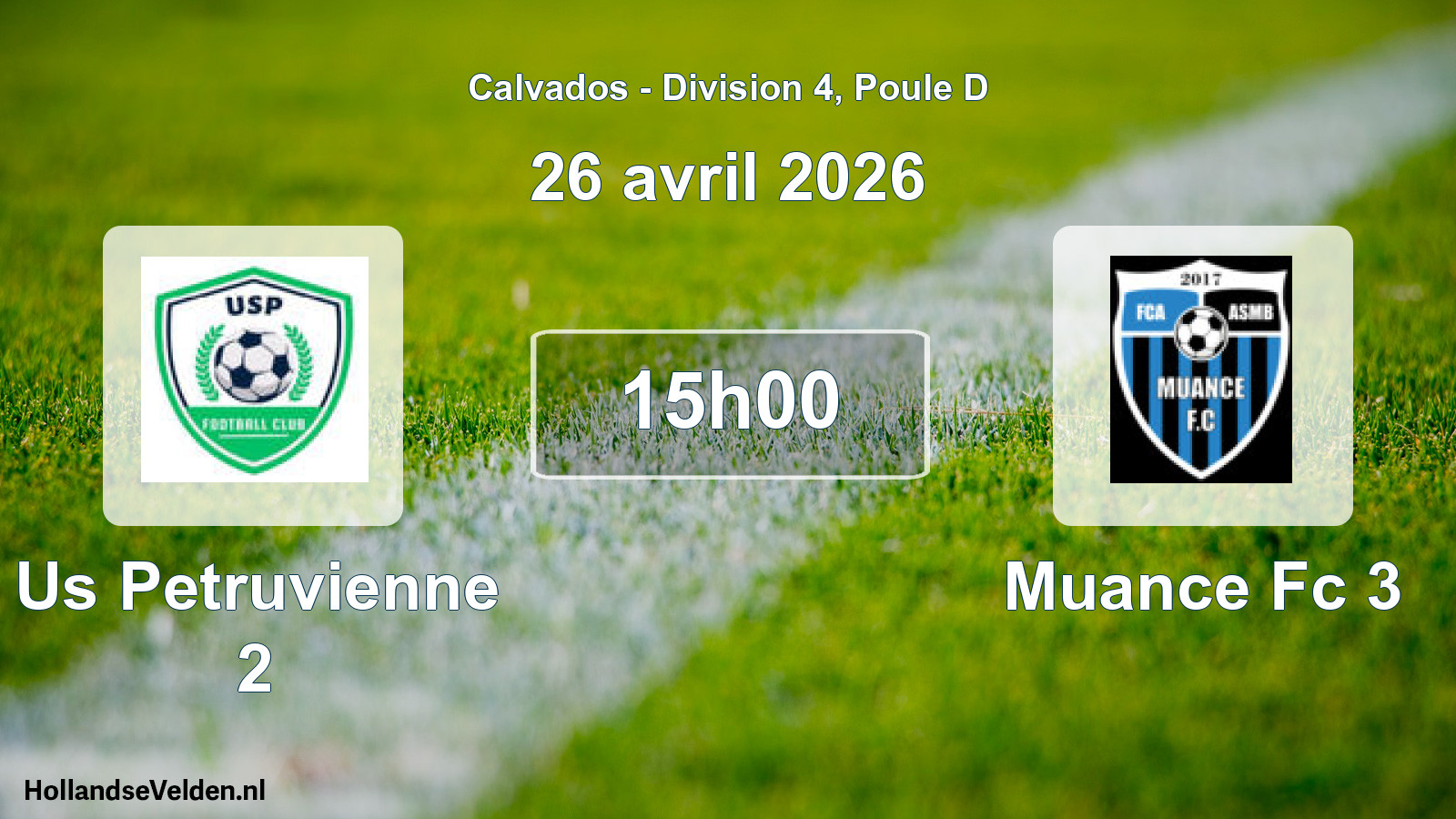 Geplande wedstrijd: Us Petruvienne 2 - Muance Fc 3 (26 april 2026)