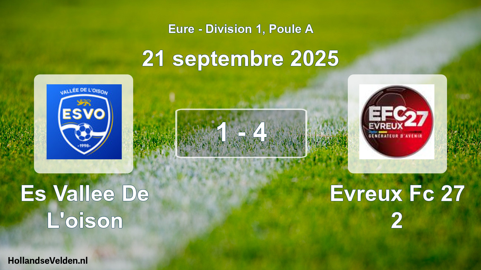 Gespeelde wedstrijd: Es Vallee De L'oison - Evreux Fc 27 2 1 - 4 (21 septembre 2025)