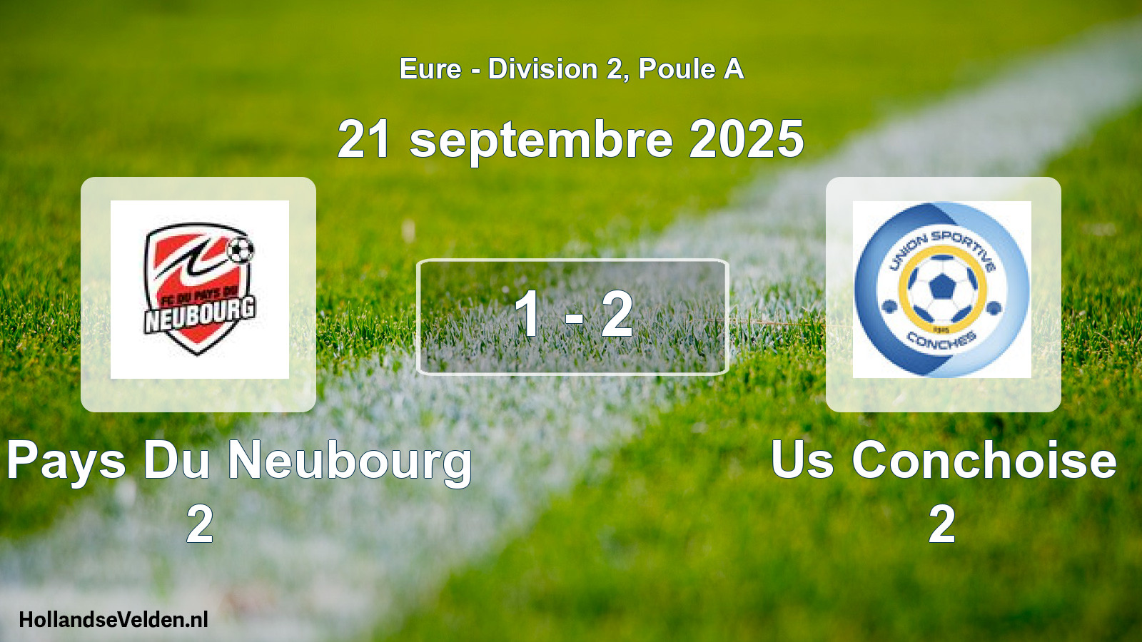 Total number of matches played: Fc Pays Du Neubourg 2 - Us Conchoise 2 1 - 2 (21 September 2025)