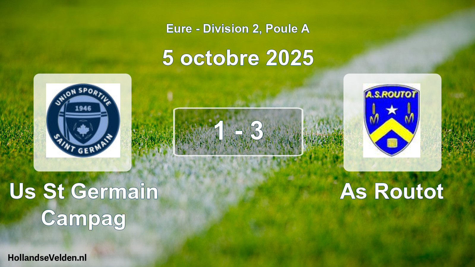 Gespeelde wedstrijd: Us St Germain Campag - As Routot 1 - 3 (5 octobre 2025)