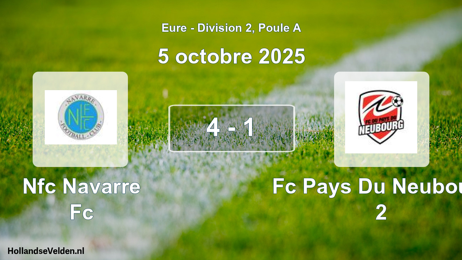 Gespeelde wedstrijd: Nfc Navarre Fc - Fc Pays Du Neubourg 2 4 - 1 (5 oktober 2025)