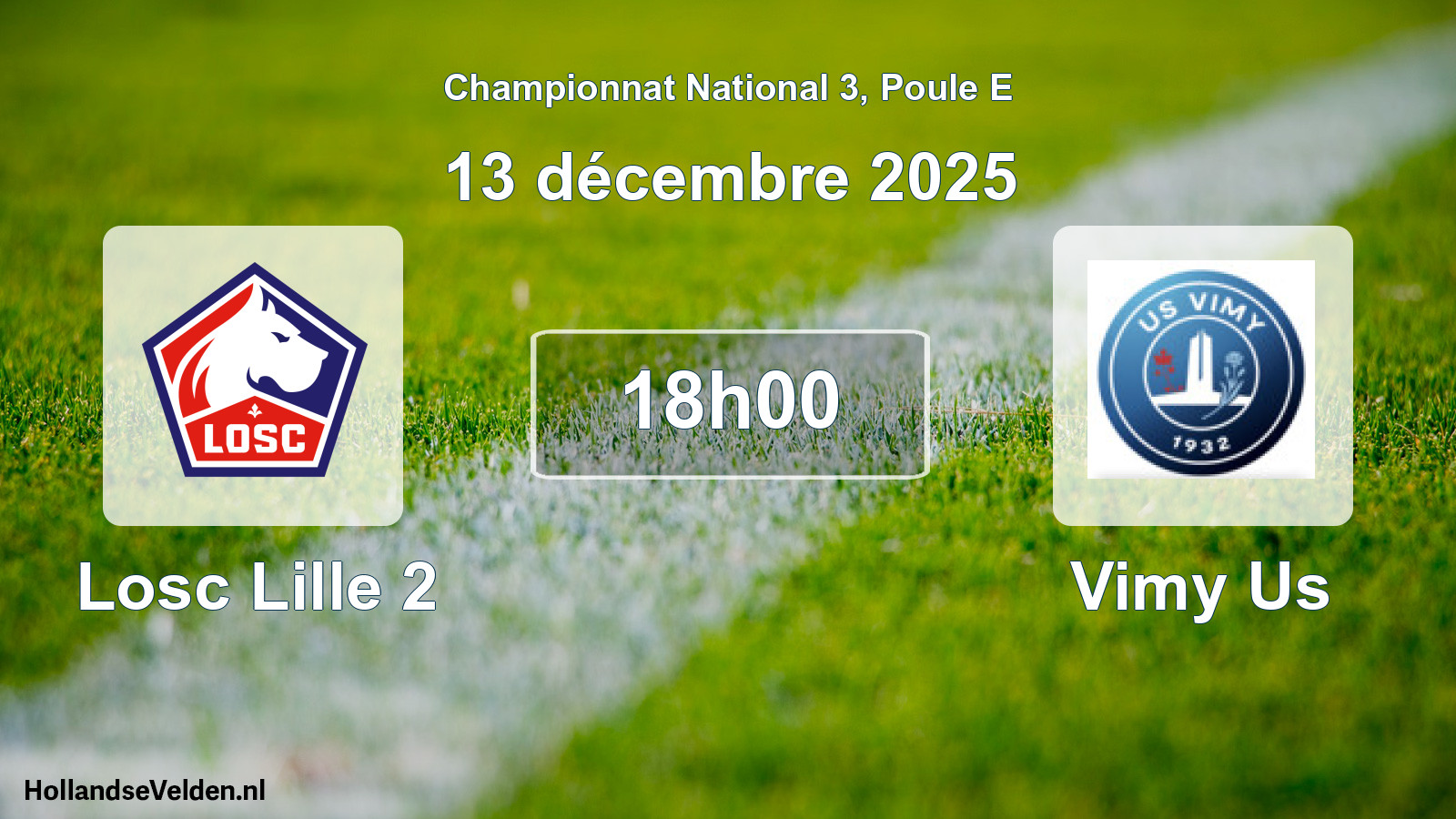 Geplande wedstrijd: Losc Lille 2 - Vimy Us (13 december 2025)